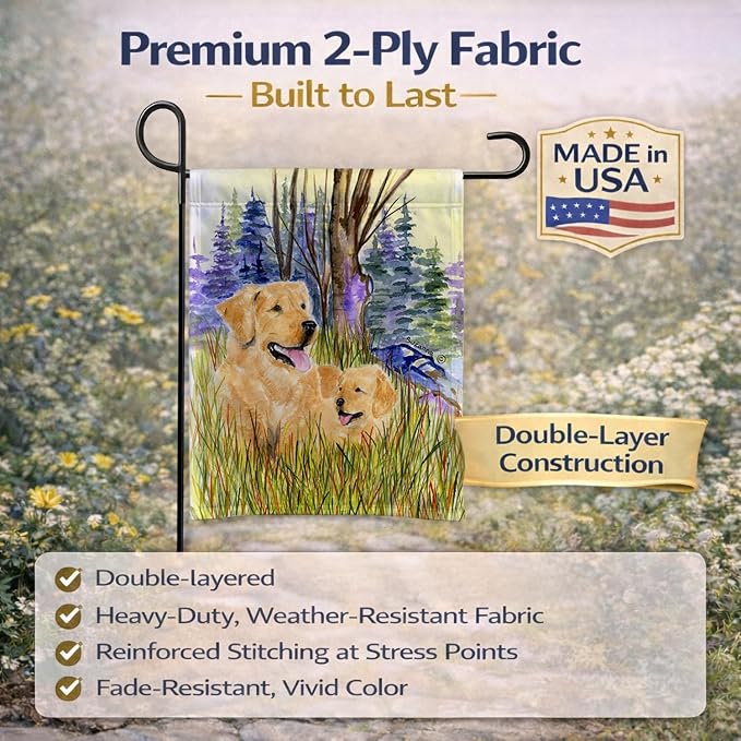 Caroline's Treasures SS8014GF Golden Retriever Garden Flag Mailbox Flag Decorative Yard Flag Banner Outside Patio Artwork Yard Flower Beds, Garden Size, Multicolor