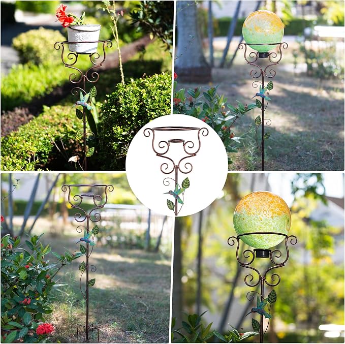 Metal Gazing Ball Stand for 10-12 Inch,39.4" Hummingbird Stand | for Glass Sphere Display Outdoor Garden Yard Art Decor