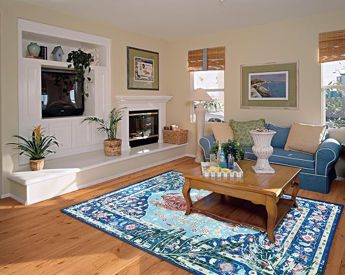 6x9 FT Leopard Rug for Living Room Vintage Animal Rug Aesthetic Rugs for Girls Room Nursery Bedroom Home Office Dorm Thin Bright Blue Carpet (Blue, 6X9 FT)