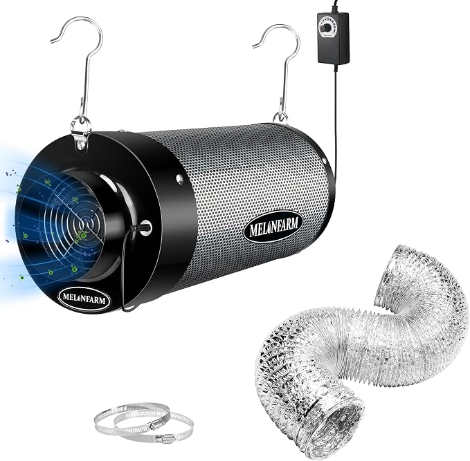 Air Filtration Kit 6", Built-in 14cm Fan Low Nois Carbon Filter with 12-Speed Controller, 8' Ducting, Cooling & Ventilation System for Grow Tents, Indoor Gardening, Hydroponics 6“x13.4"