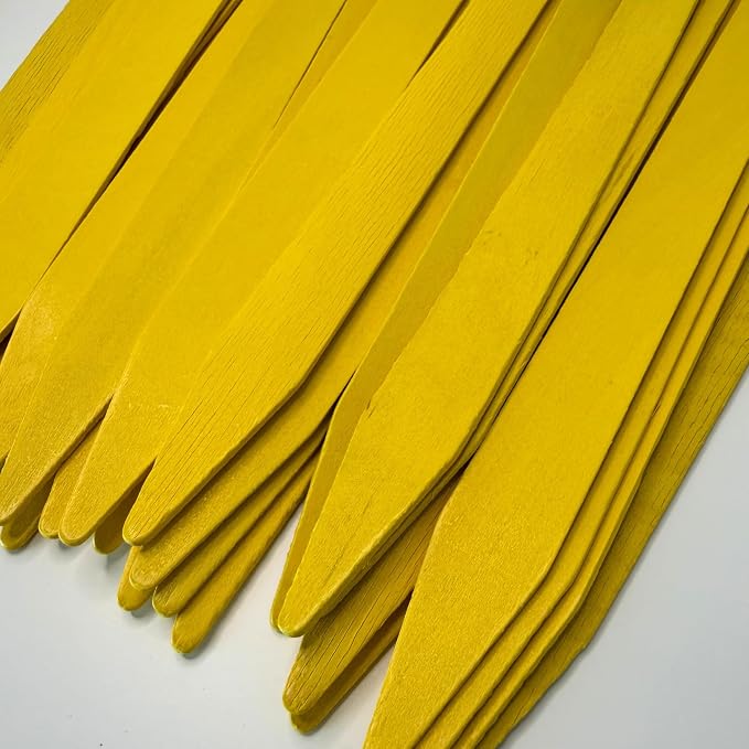 Natural Wood Plant Labels Or Garden Stakes - 10 Inches Tall - for Field and Garden Use - Eco-Friendly & Sustainable Plant Identification - Made in USA (25, Yellow, 10 Inches)