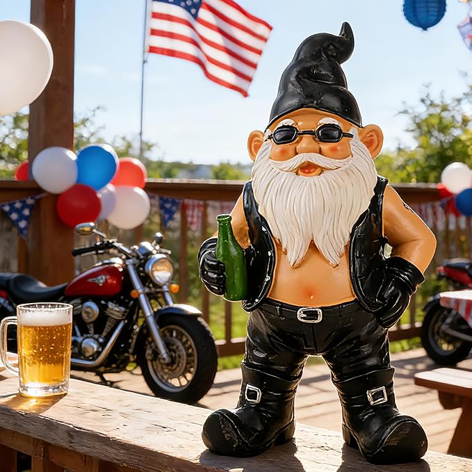 Teaeeno Garden Gnome Statue, Funny Gnomes Yard Decor Statues, Garden Gnome Weather Resistant Lawn Decor or Tabletop Figurines, Funny Animal Statue & Sculpture