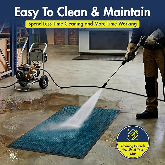 Notrax 109 Industrial Door Mat, 3' x 5' Entrance Mat, Heavy Duty Commercial Rugs for Entryway, Welcome Lobbies, Garage, and Mudroom, Made in the USA, Slate Blue, Brush Step 109S0035BU