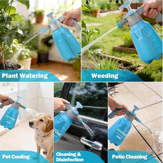 Garden Hand Pump Sprayer 1/2 Gallon - 68 Oz Leak-Proof Handheld Pressure Sprayer in Lawn and Garden, with Adjustable Nozzle, Extended Spray Rod & Safety Valve
