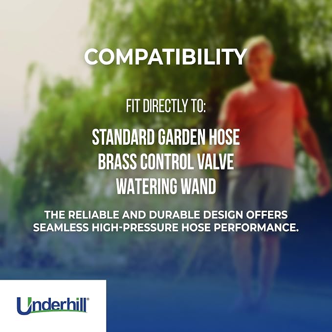 Underhill Precision Rainbow Garden Water Hose Nozzle Sprayer, 15 GPM 80 PSI, 3/4-Inch Thread Inlet, High Pressure Heavy-Duty Brass and Rubber, HN1500