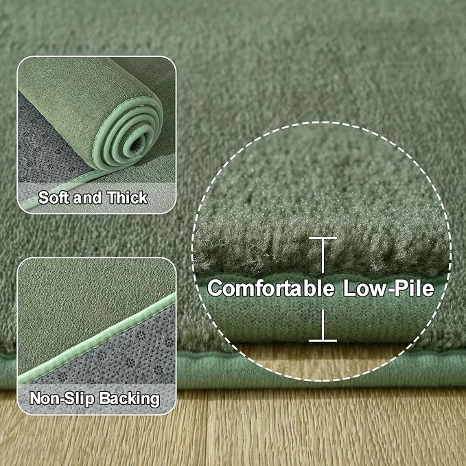 Amearea 8x10 Area Rugs for Bedroom Living Room, Sage Green Memory Foam Rug | Thickened Fluffy Indoor Washable Rugs Non Slip Minimalist Large Carpet for Boys Girls Dorm Nursery Room Decor