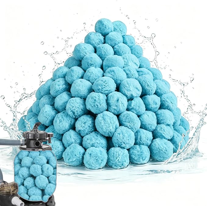 3.1 LBS Pool Filter Balls for Sand Pump, Swimming Pool Filter Media | New Efficient, Light Blue Eco-Friendly Filter Balls Equals 110 lbs Pool Filter Sand for All Sand Filter System