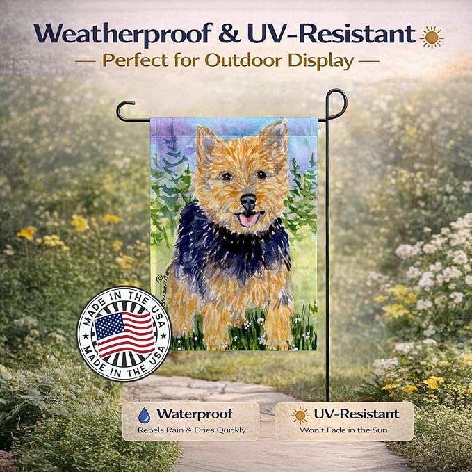 Caroline's Treasures SS8894GF Norwich Terrier Garden Flag Mailbox Flag Decorative Yard Flag Banner Outside Patio Artwork Yard Flower Beds, Garden Size, Multicolor