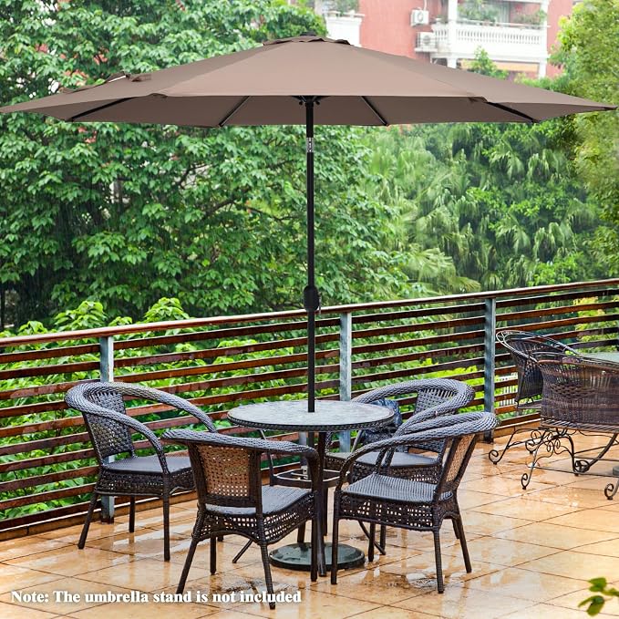 Giantex 10ft Outdoor Patio Umbrella, Market Table umbrella w/Tilt Adjustment and Crank, 180G Polyester, Garden Canopy for Deck Backyard Pool Indoor Outdoor