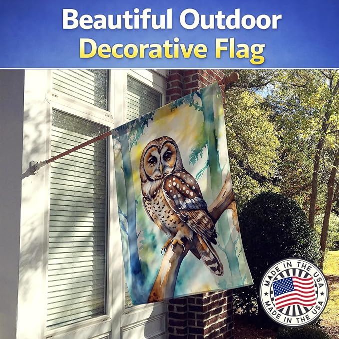 Caroline's Treasures Spotted Owl House Flag Large Porch Sleeve Pole Decorative Outside Yard Banner Artwork Wall Hanging, Polyester, House Size, Multicolor