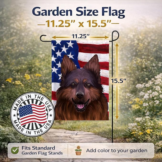 Caroline's Treasures CK6445GF Bohemian Shepherd American Flag Garden Flag Mailbox Flag Decorative Yard Flag Banner Outside Patio Artwork Yard Flower Beds, Garden Size, Multicolor