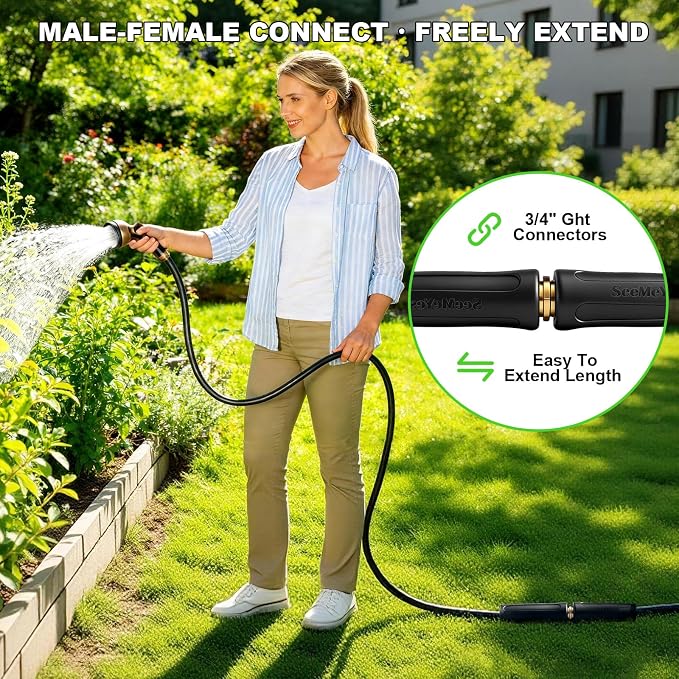 75FT Garden Hose, 2026 New Upgraded Fabric Thickened Non-Expanding Water Hose, Ultra Lightweight & Flexible, Burst-Resistant, Kink-Free Hose 700 PSI for Outside, RV, Yard, 3/4GHT, Black-Gray