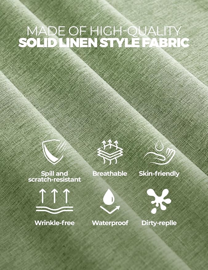 Decorelia Faux Linen Farmhouse Table Cloth 60"x84" for Rectangle Table, Sage Green Waterproof Outdoor Washable Cloth Tablecloth for Rectangular Dining Room Kitchen Outdoor Party Restaurant Decor