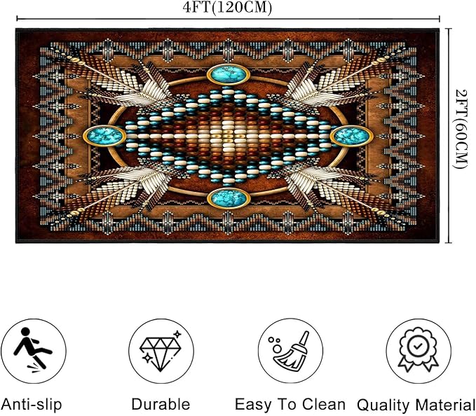 Southwestern Runner Rug 2x4 Rugs for Entryway,Aztec Tribal Native American Western Kitchen Rug Washable Indoor Door Mat Non Slip Accent Throw Rugs Vintage Area Carpet for Hallway,Bathroom,Bedroom