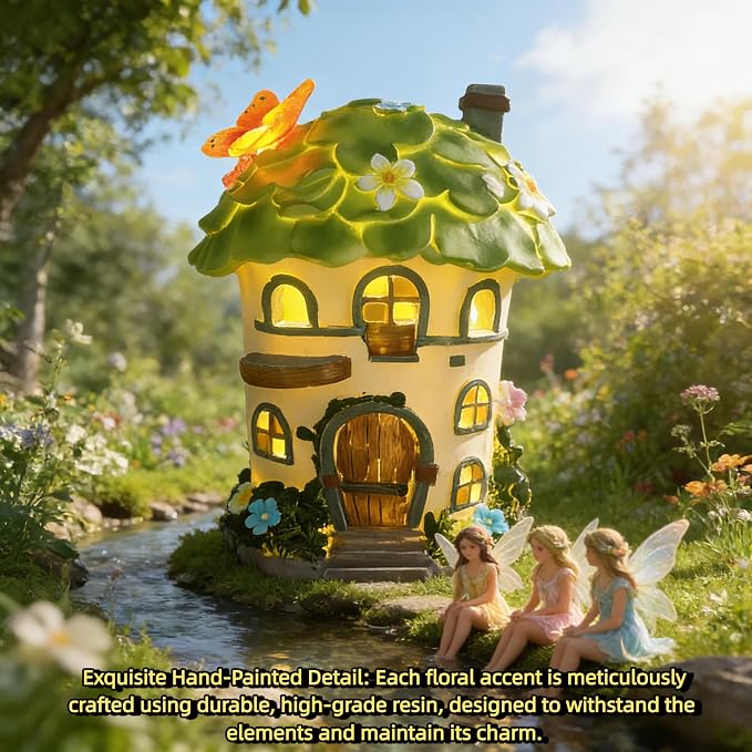 Fairy Garden Houses, Fairy Houses,Fairy Houses for Outside,Fairy Garden Houses Outdoor,Solar Fairy Garden,gnome House,Fairy Garden,Fairy Garden Accessories, for Women Gift/Teenage/Kids' Gift