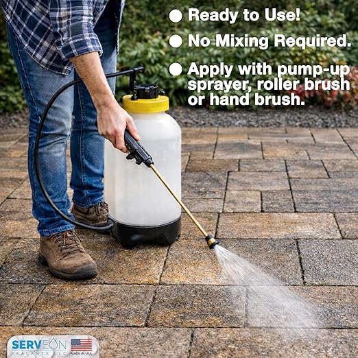 Natural Stone & Patio Sealer (Clear Natural Finish) Penetrating Commercial Grade Outdoor Indoor Natural Stone Grout Sealer - Protects Pavers Pools Patios Decorative Landscape Stones (1 Gallon) H2100S2