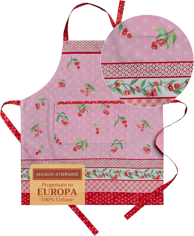 Maison d' Hermine Aprons for women with Pocket 100% Cotton (27.50"x31.50") | Adjustable Neck Strap & long ties Apron Men Chef Wedding Cooking Gardening Server Maid