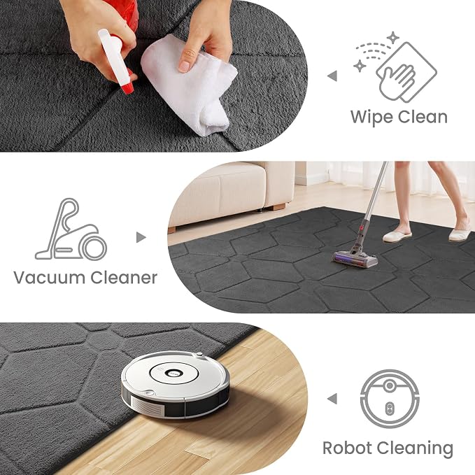 Sour Lemon 4x6 Area Rugs for Living Room, Soft Carpet Geometric Grey Rug | Washable, Alfombra Para Salas Modernas, Non Slip Big Soft Thick Fluffy Plush, Memory foam Rug for Playroom Kids Room
