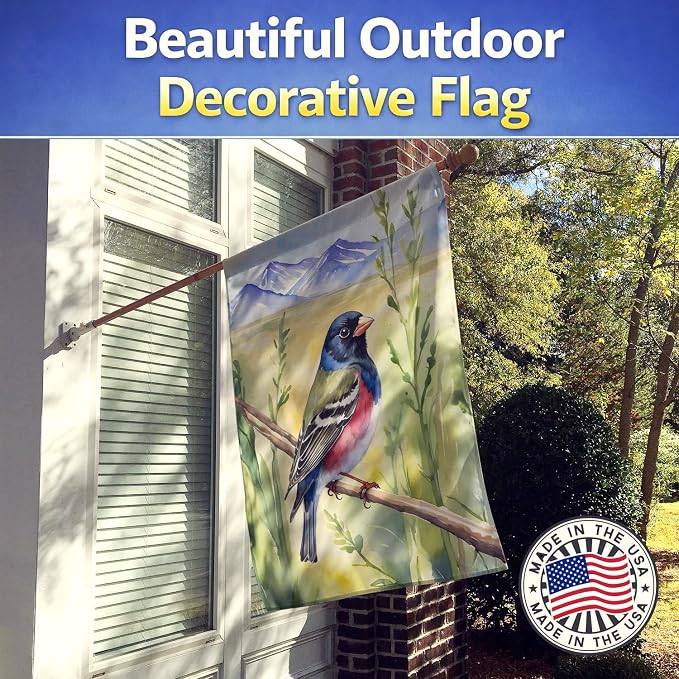 Caroline's Treasures Colorado Lark Bunting House Flag Large Porch Sleeve Pole Decorative Outside Yard Banner Artwork Wall Hanging, Polyester, House Size, Multicolor
