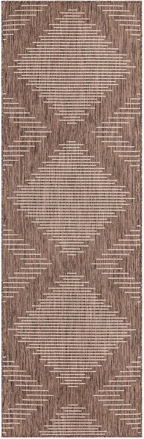 Unique Loom Outdoor Modern Collection Area Rug - Tambor (2' x 8' Runner, Brown/ Ivory)