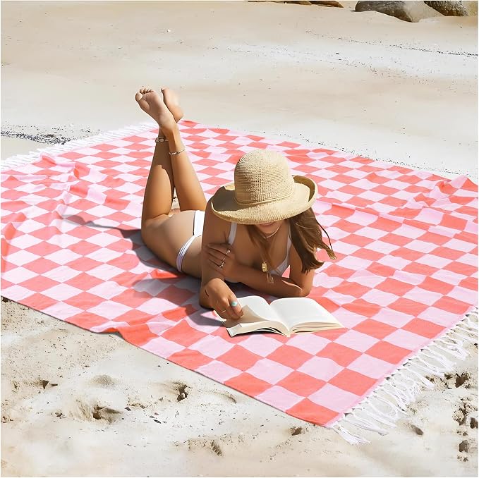Extra Large Turkish Beach Towel Picnic Mat Throw Blanket Oversized Sand Free Quick Dry Resistant Lightweight Sandless Cloud Hawaii Honeymoon Travel Essentials Xl Big Jumbo Women Summer Vacation Gift