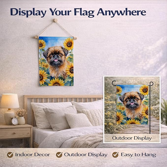 Caroline's Treasures DAC6041GF Brussels Griffon in Sunflowers Garden Flag Mailbox Flag Decorative Yard Flag Banner Outside Patio Artwork Yard Flower Beds, Garden Size, Multicolor