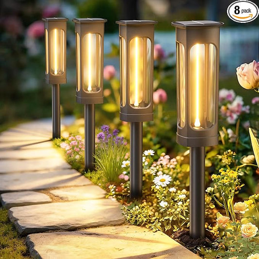 VOLISUN Solar Pathway Lights,8 Pack LED Solar Lights Outdoor Waterproof, Landscape Lighting,Warm Color Solar Path Lights,Landscape Lights,Solar Garden Lights for Yard Lawn Driveway Walkway