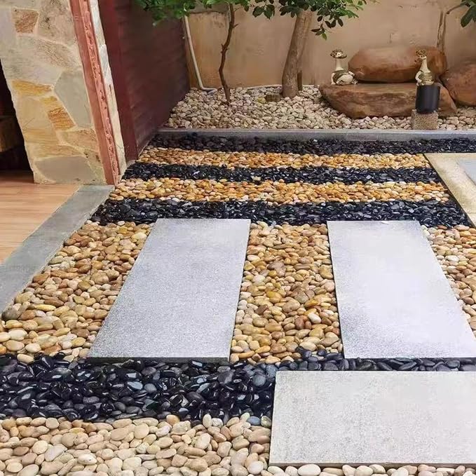 FANTIAN 40 lbs Yellow River Rocks for Landscaping, 1-2 Inch Polished Pebbles for Indoor Plants, Decorative Rocks Stones for Fish Tank, Vases, Aquariums, Fountains, Pathways, Backyard and Garden