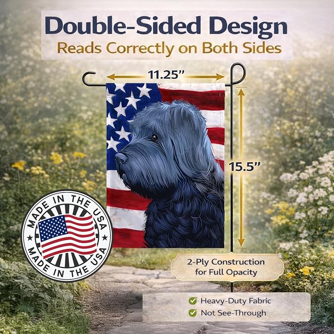 Caroline's Treasures CK6453GF Bouvier des Flandres American Flag Garden Flag Mailbox Flag Decorative Yard Flag Banner Outside Patio Artwork Yard Flower Beds, Garden Size, Multicolor