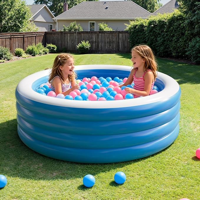 Inflatable Pool for Adults, 80"X30" Large Inflatable Pool, Full Sized Blow Up Pools, Deep Round Thickened Family Inflatable Swimming Pools for Outdoor, Backyard