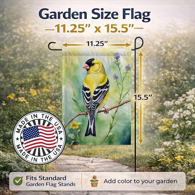 Caroline's Treasures American Goldfinch Garden Flag Mailbox Flag Decorative Yard Flag Banner Outside Patio Artwork Yard Flower Beds, Garden Size, Multicolor