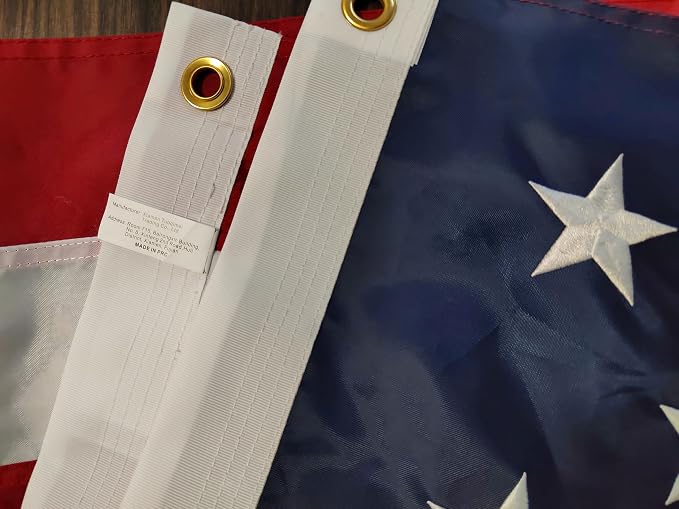 American Flag 4x6 FT Outdoor Heavy Duty – USA Polyester Flag with Embroidered Stars, Sewn Stripes, Brass Grommets, UV Fade Resistant for Outside Yard Garden Pole