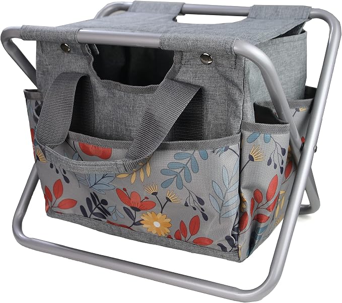 MDSTOP Folding Gardening Stool with Detachable Storage Tote Bag, Gardening Tools Set Organizer for Fishing Outdoor Sports Hiking Camping Garden, Gardening Gifts for Mom/Dad, Without Tools