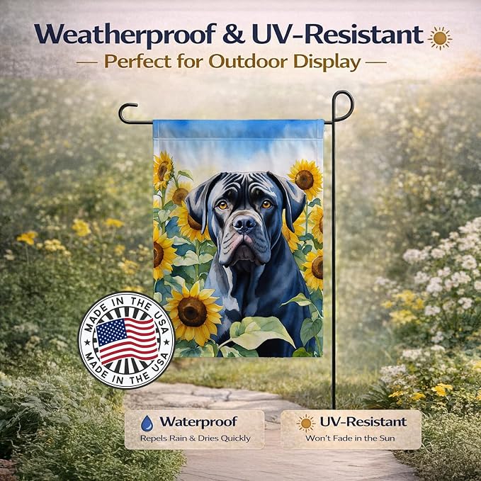 Caroline's Treasures DAC6045GF Cane Corso in Sunflowers Garden Flag Mailbox Flag Decorative Yard Flag Banner Outside Patio Artwork Yard Flower Beds, Garden Size, Multicolor