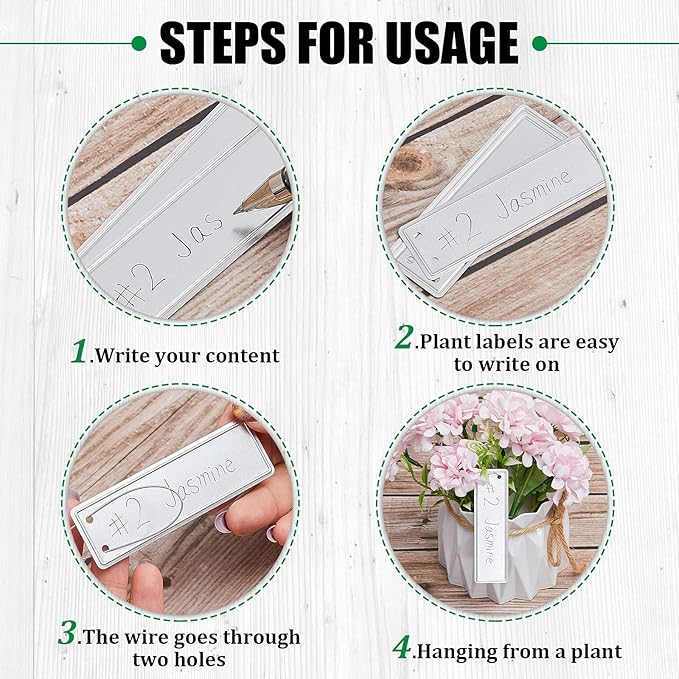 Ripeng 500 Pieces Aluminum Metal Plant Labels Writable Seedling Tree Tags with 6 Inch Wires Waterproof Double Sided Write for Plant Garden Marker Outdoor Identification and Greenhouse (Silver)