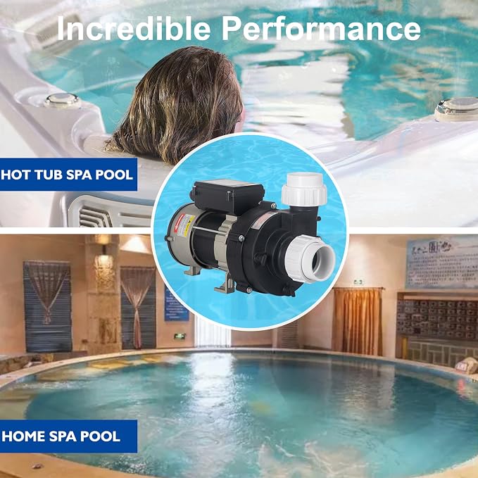 Hot Tub SPA Pump, Wow Pump 1.5HP, 220-240V, 2-inch Plumbing, Compatible with OEM#1016037 - (Model: WBE150)