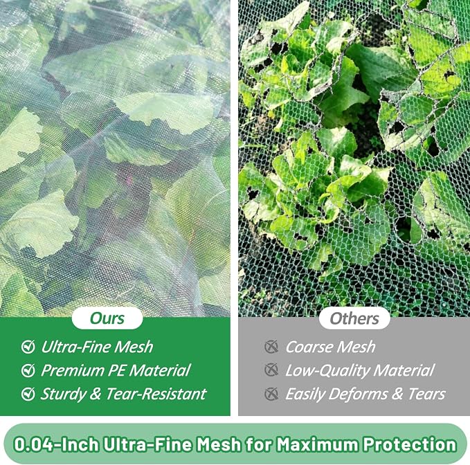 2 Pack Garden Netting for Raised Beds, 6x3FT Raised Bed Cover for Garden Protection, Ultra Fine Mesh Bird Netting Pest Barrier Screen with Drawstring for Protecting Vegetables Fruits Flowers