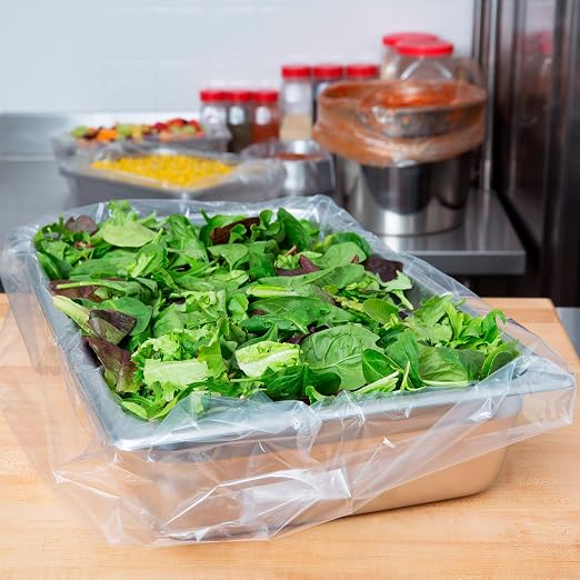 APQ Pack of 500 Steam Table Pan Liners with Twist Tie 24 x 17 for 1/2 Pan. Disposable Polyethylene Pan Liners 24x17. Poly Bun Pan Covers for Caterers, Cafeterias, Restaurants.