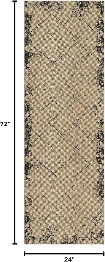 UERMEI 2x6 Outdoor Jute Runner Rug Neutral Washable Modern Brown | Patio Non Slip Indoor Runners Carpet for Hallway Kitchen Bedroom Porch Laundry Bathroom