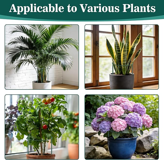 Unves 6 Pack Peony Cages and Supports, 10" W x 24" H Adjustable Tall Plant Peony Support Cages, Heavy Duty Half Round Peonies Ring Metal Plant Stakes for Outdoor Plants, Garden Vegetables & Flowers