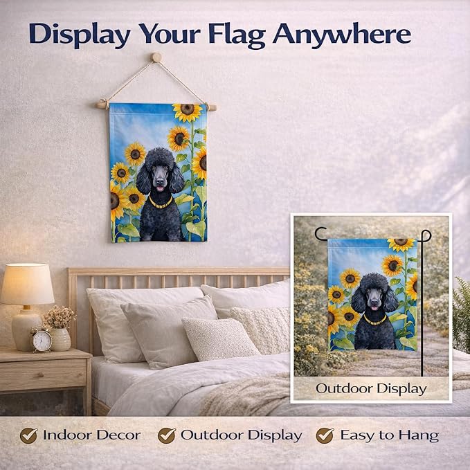 Caroline's Treasures DAC6138GF Black Poodle in Sunflowers Garden Flag Mailbox Flag Decorative Yard Flag Banner Outside Patio Artwork Yard Flower Beds, Garden Size, Multicolor