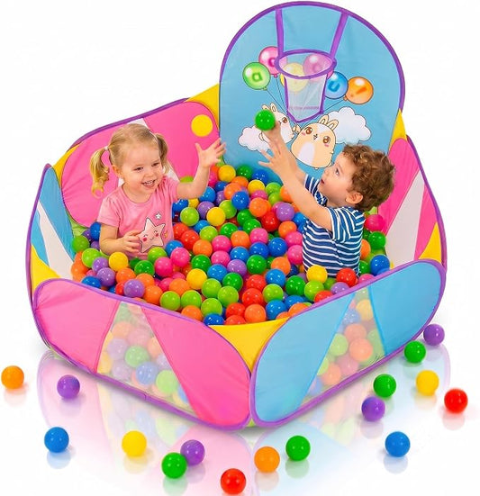 Ball Pool for Toddlers | Kids Ball Pit | Ball Pit for Babies | Piscina de Pelotas para Bebes |Playpen with Basketball Hoop and Zipper Storage Bag, 4 Ft/120CM E : Balls NOT Included