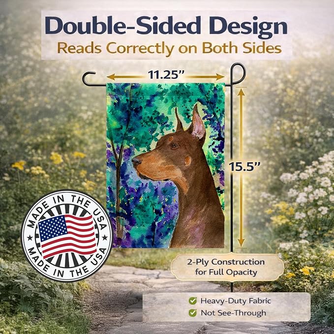 Caroline's Treasures SS8457GF Doberman Garden Flag Mailbox Flag Decorative Yard Flag Banner Outside Patio Artwork Yard Flower Beds, Garden Size, Multicolor