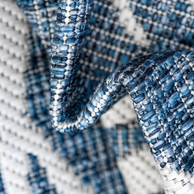 Unique Loom Outdoor Botanical Collection Area Rug - Palm (6' 1" x 9' Rectangle, Blue/ Navy Blue)