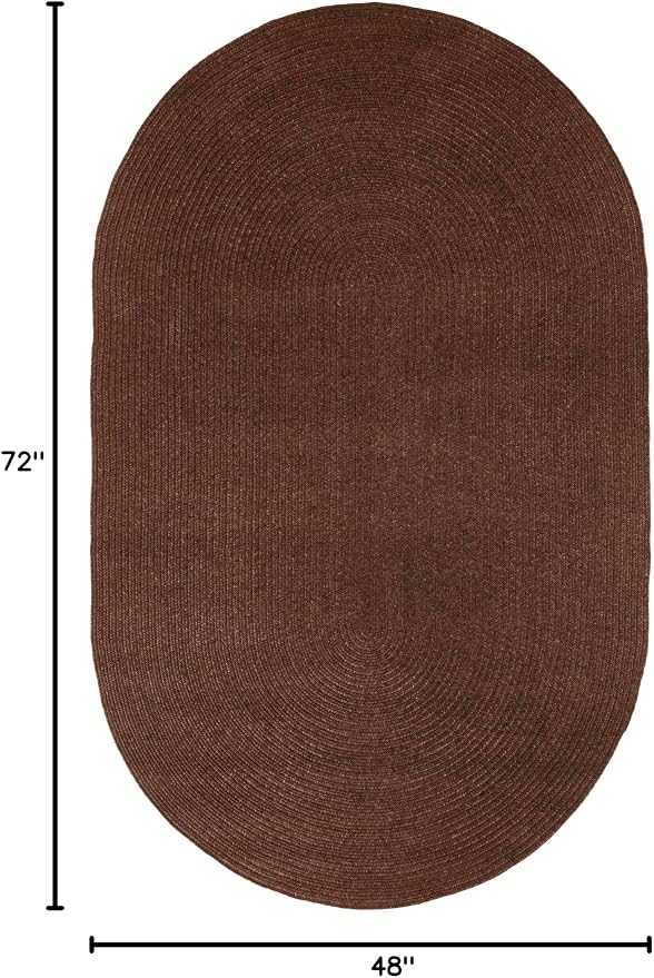 Superior Indoor/Outdoor Area Rug, Reversible Braided Floor Decor for Living Room, Kitchen, Patio, Front Porch, Modern Boho Farmhouse Rugs, Hardwood, Bedroom Accessories, 4' x 6', Cocoa