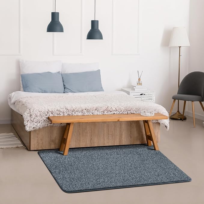 Chicrug Memory Foam 2x4 Small Runner Rugs for Hallway Entryway Bedroom | Modern Low-Pile Carpet Runner Rug for Kitchen, Throw Kids Rug for Bedside Dorm Room Decor, Blue and White