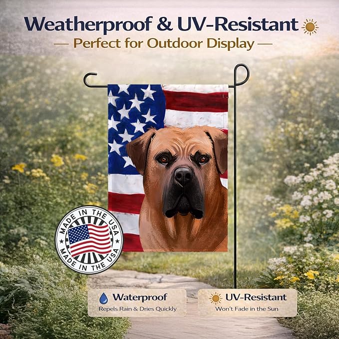 Caroline's Treasures CK6444GF Boerboel Dog American Flag Garden Flag Mailbox Flag Decorative Yard Flag Banner Outside Patio Artwork Yard Flower Beds, Garden Size, Multicolor