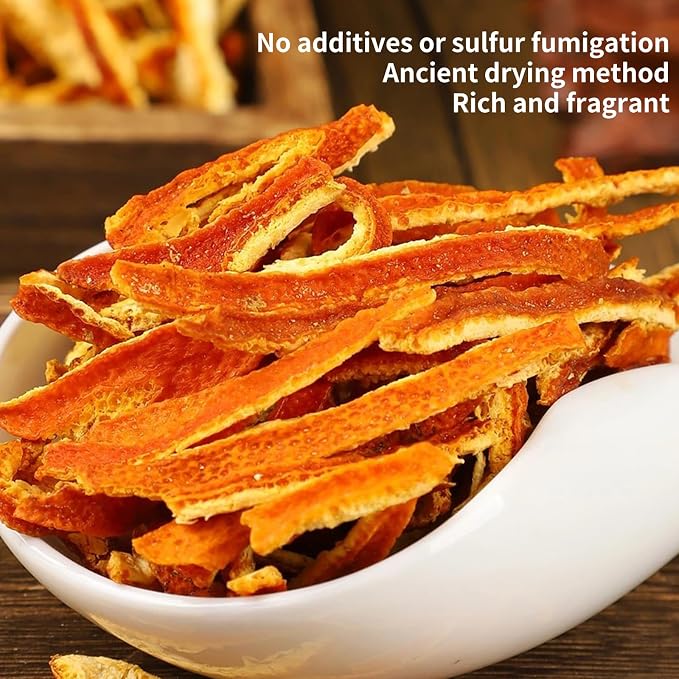 Baihuatang Natural Dried Tangerine Peel for Tea 4.58oz/130g Orange Peel Strips Mandarin Pure Citrus Peel Strips Natural Mandarine Scent Suitable for Cooking & Tea 橘皮 陈皮丝