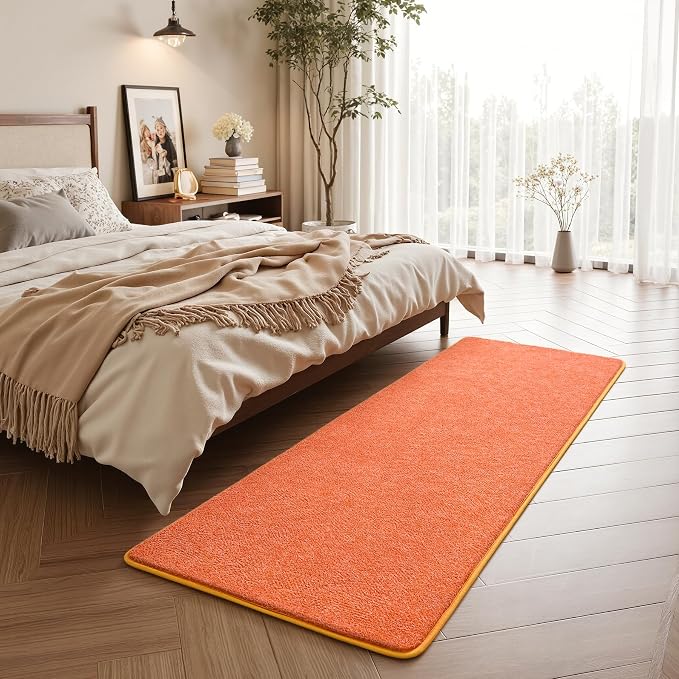 Chicrug Memory Foam 2x6 Runner Rugs for Hallway Entryway Bedroom | Low-Pile Soft Carpet Runner Rug for Kitchen, 6ft Kids Rug for Bedside Dorm Room Decor, Orange and White