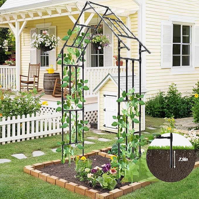 Garden Arch Trellis - 48"L *98"H Gothic Abor Trellis with Reinforced Frame, Garden Trellis for Climbing Plants Outdoor, Heavy Duty Metal Archway for Backyard, Patio, Lawn, Balcony(20MM Pipe)